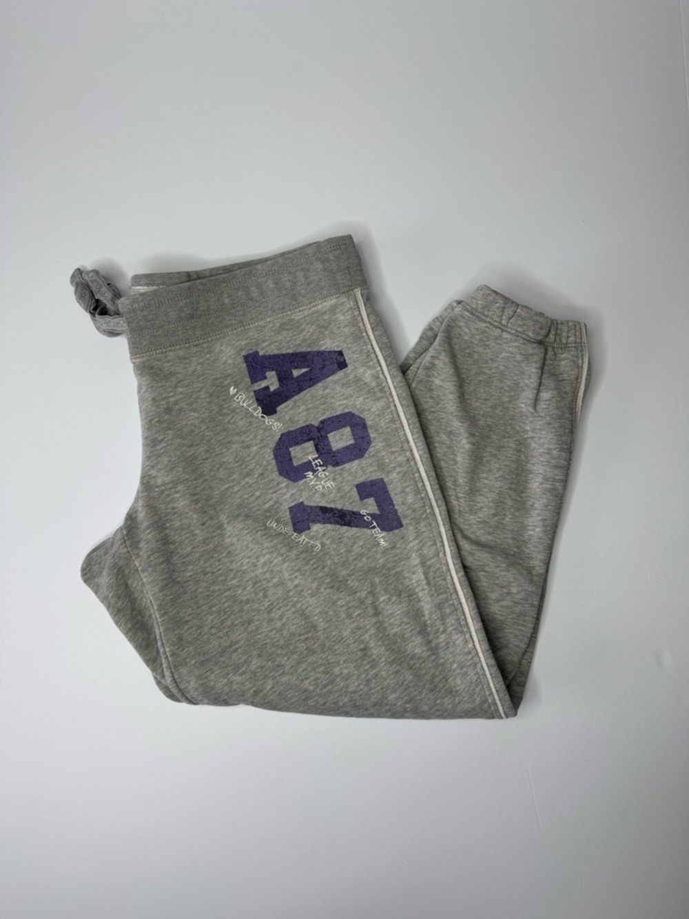 Aeropostale Y2K Grey Tapered Sweatpant Joggers Size M “Bulldogs” Embroidered